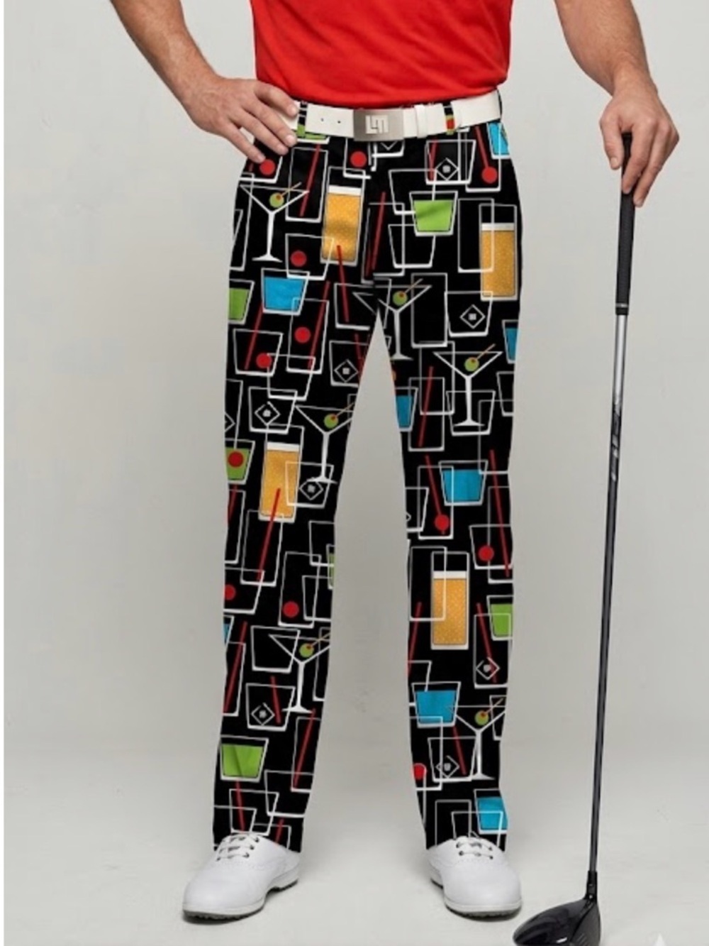 Loudmouth Golf Happy Hour Cocktails Print Performance Pants Size 36x34